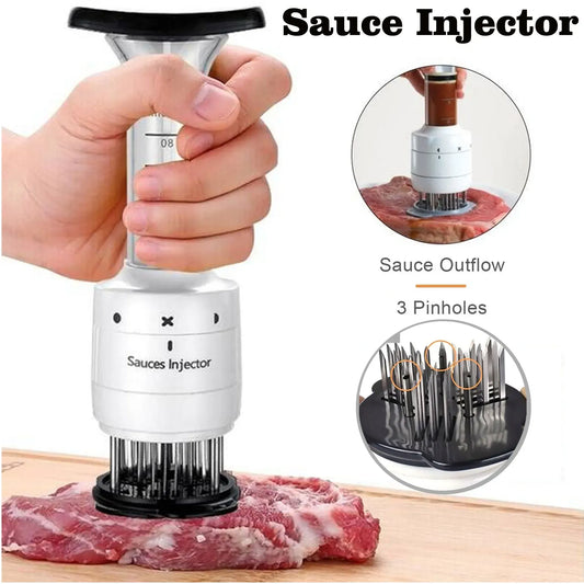 Multifunctional Sauces Injector, 2 in 1 Needle Meat Tenderizer & Injector, Injector Meat Marinade Tenderizer Tool Ultra Sharp Needle Blade Tenderizer Flavor Marinade Meat Injector